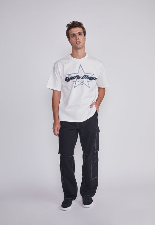 Polera Hombre Estrella Blanco Sioux